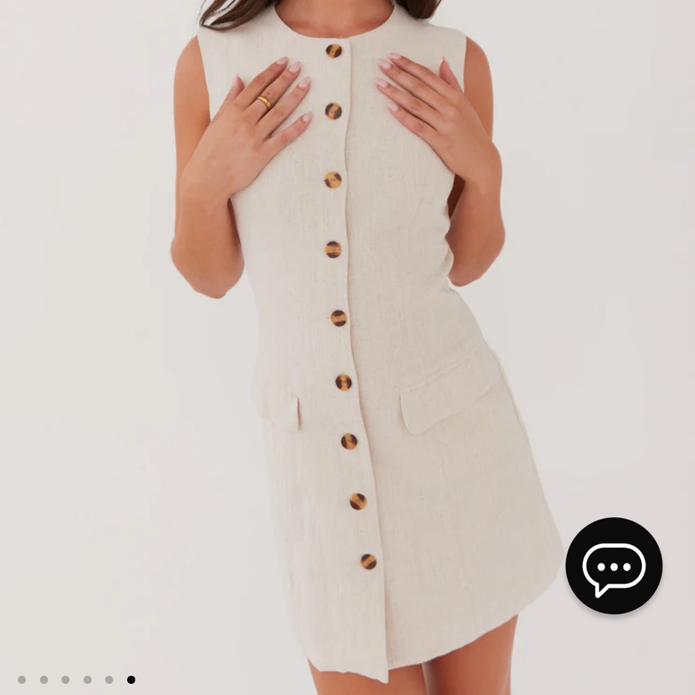 Peppermayo Cream Sleeveless Button-Front Mini Dress - Picture 6 of 7